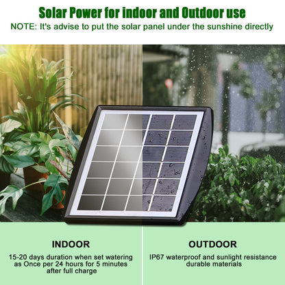 Solar Automatic Drip Irrigation Kit System, JIYANG Solar Powered Auto Easy DIY Watering Device Supported Pots Plants, 6 Timing Modes with Anti-Siphoning Device (Supported 10 Pots, 6Timing Modes)