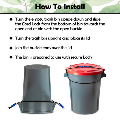 ZONDER® Trash Can Lock | Bungee Cord Outdoor Trash Can Lock for Raccoons Animals | Neat Yard | Bear Garbage Bin Lock - Ease of Use - Durable - Single Pack