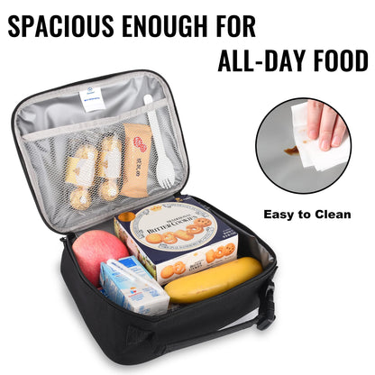 Genteen Lunch Box Kids, Insulated Lunch Bag Kids Boys Girls Back to School, Soft Lunch Box for Men Reusable Lunchbox for Office,Outdoor,School (Black)