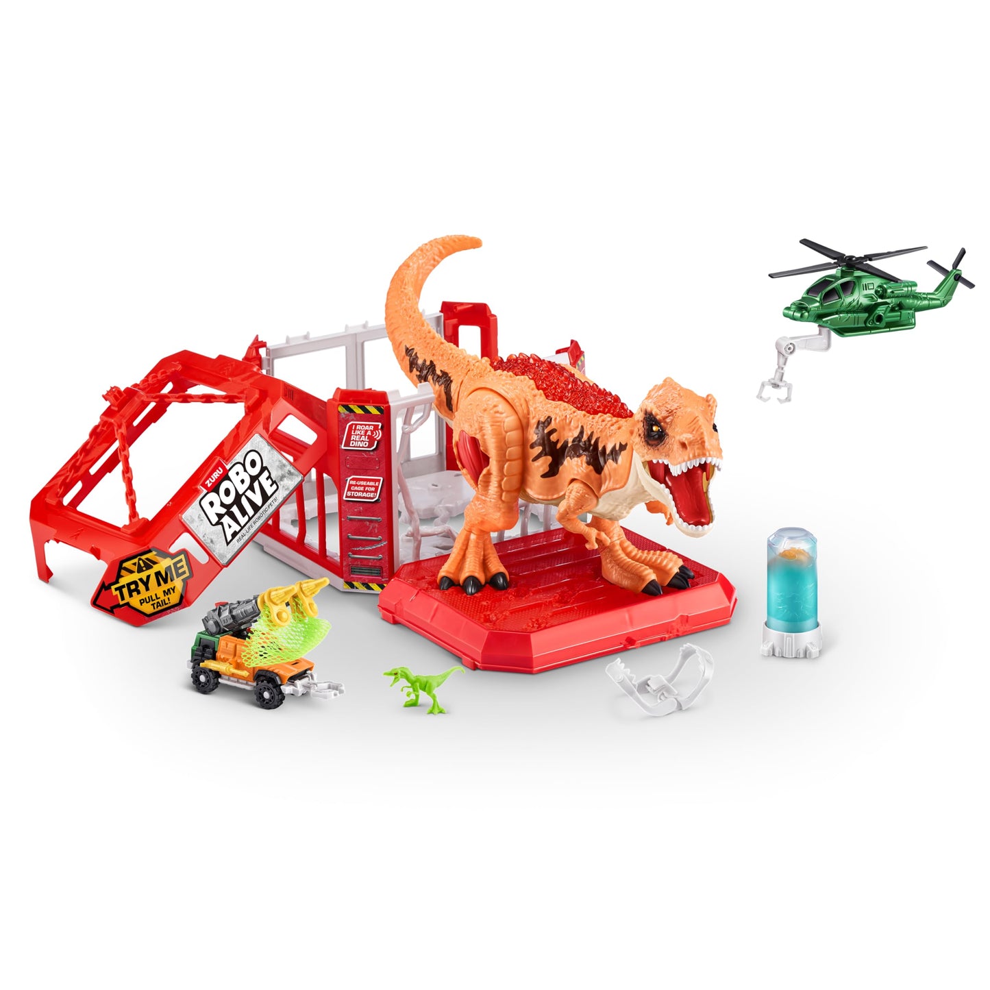 Robo Alive Dino Escape, Robotic Light Up, Vehicles with Firing Weapons, Storable, Giftable, Ages 3+ by ZURU