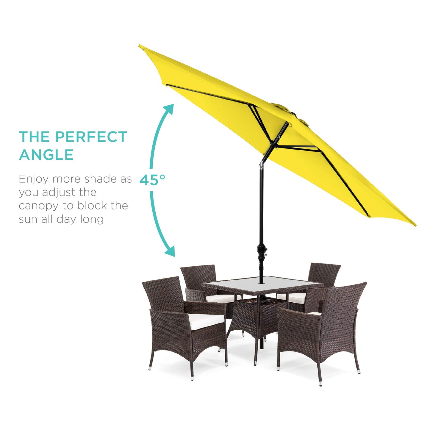 Best Choice Products 10ft Outdoor Table Compatible Steel Polyester Market Patio Umbrella w/Crank and Easy Push Button Tilt - Yellow