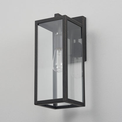 GLOBE Electric 44837 1-Light Outdoor Indoor Wall Sconce, Brushed Dark Bronze, Clear Glass Shade, Back Porch Lights, Front Patio, Garage Fixture, Exterior Lighting for House