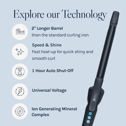 Bio Ionic Long Barrel Styler, 0.75" Curling Iron with Moisture Heat Technology & NanoIonic MX, Verstatile Curling Wand with Longer Barrel for Small Tight Curls & Spirals