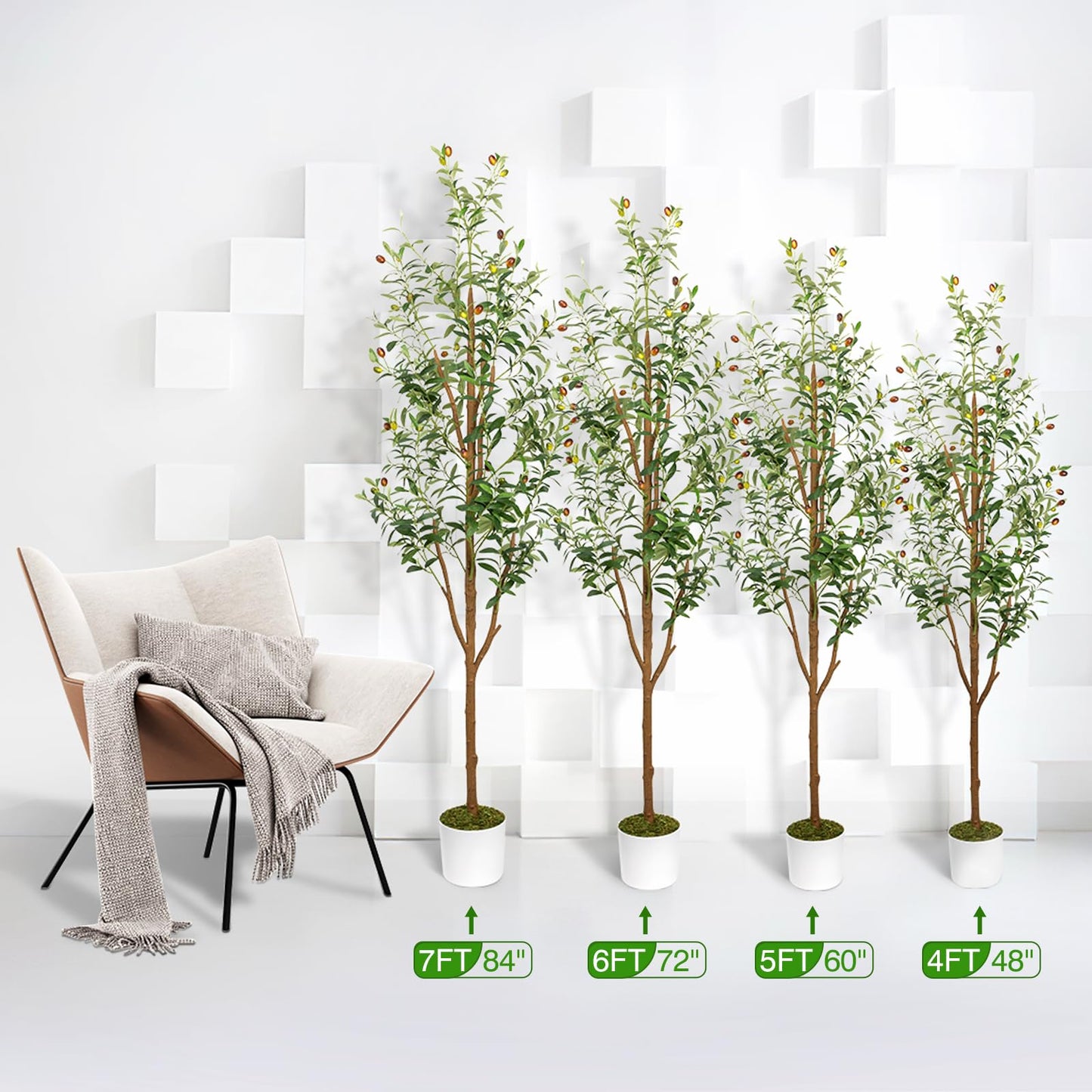 LuceAlberi 6FT Artificial Olive Tree - Indoor Tall Faux Olive Trees with Planter&Basket, Large Fake Olive Silk Tree Realistic Olive Plants with Branches and Fruits for Home Decor Office Living Room