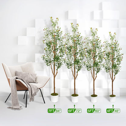 LuceAlberi 6FT Artificial Olive Tree - Indoor Tall Faux Olive Trees with Planter&Basket, Large Fake Olive Silk Tree Realistic Olive Plants with Branches and Fruits for Home Decor Office Living Room