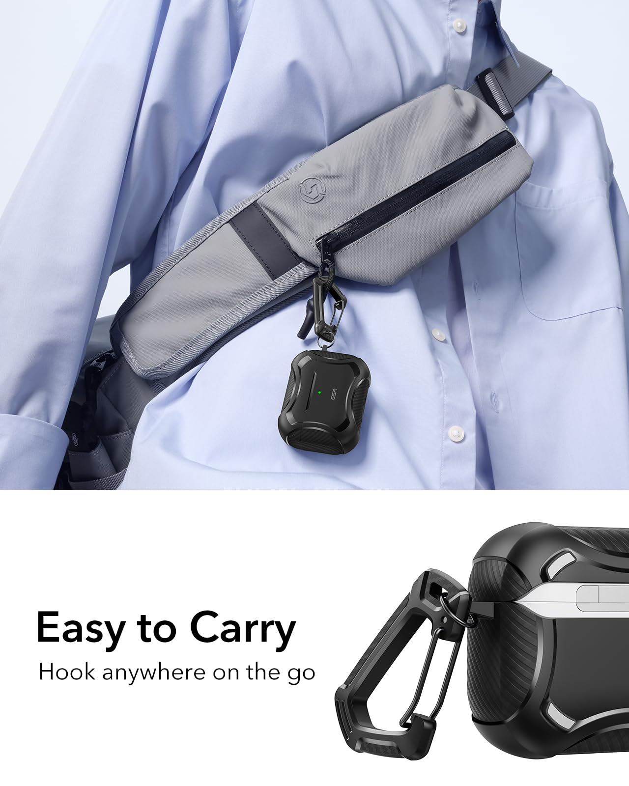 ESR for AirPods Pro 3 Case (2025), Compatible with Airpods Pro 3rd Generation Case (USB-C Cable), Magnetic Lid, MagSafe Ready, Powerful Drop Protection, Cyber Series, Black