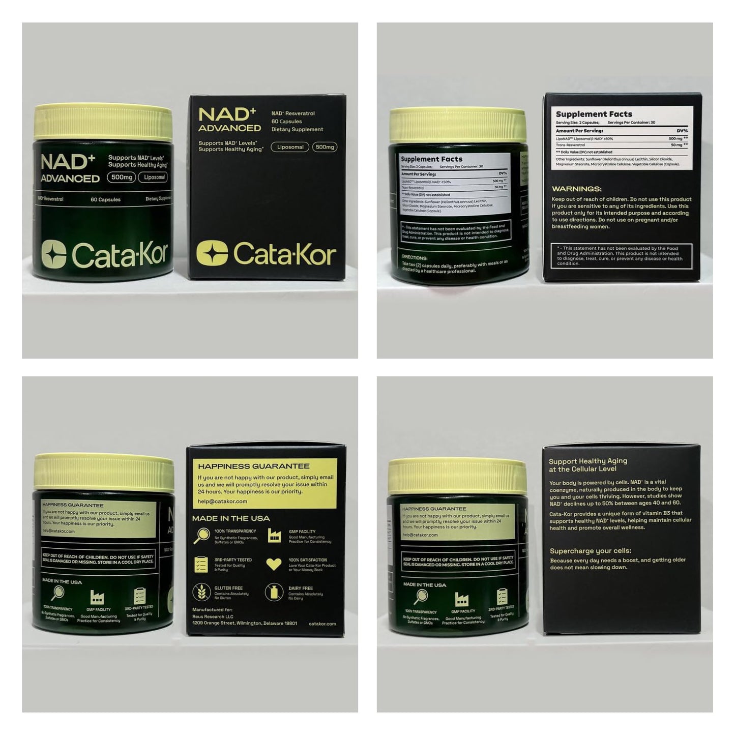 Cata-Kor Liposomal NAD Supplement with Resveratrol – NMN Supplement Alternative – Third-Party Tested – 30-Day Supply – Advanced NAD+ Resveratrol