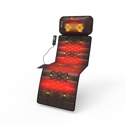 Full-Body-Massage-Mat, 10 Vibrating Motors, 9 Massage Modes and 4 Heating Settings, Movable Neck Massager Heat Back Massager, Massage Chair Full Body
