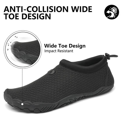 Mishansha Womens Mens Water Shoes Wide Toe Box Swim Beach Barefoot Shoes Quick Dry Non Slip Lividity Black 12.5 Women/10.5 Men