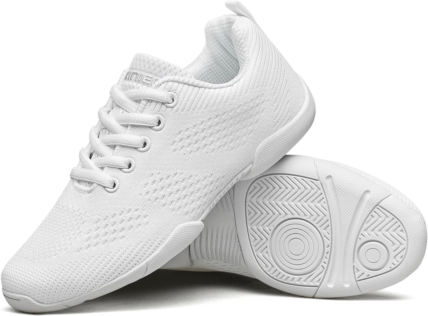 BAXINIER Girls White Cheerleading Shoes Lightweight Youth Cheer Competition Sneakers Kid Training Dance Tennis Shoes - White 3 Big Kid