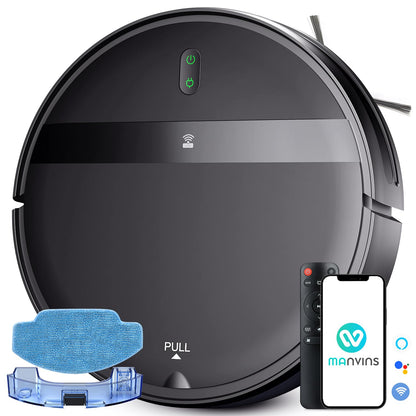 MANVINS Robot Vacuum and Mop Combo, Tangle-Free Powerful Suction, Robotic Vacuum Cleaner - Alexa & App Scheduling, Long Runtime, Automatic Robot Vacuum Cleaners for Home