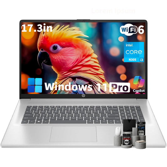 HP 17.3 HD+ Laptop Computer for Student & Business, Intel 8-Core Processor, 32GB RAM, 1TB SSD, WiFi 6, Bluetooth 5.3, HDMI, Type-C, Silver, Windows 11 Pro