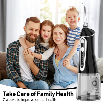 Water Dental Flosser Pick for Teeth,Grinest Cordless Water Dental pik Teeth Cleaner 7 Modes Rechargeable Oral Irrigator Portable IPX7 Waterproof Tooth flossing Cleaning for Home Travel-Black
