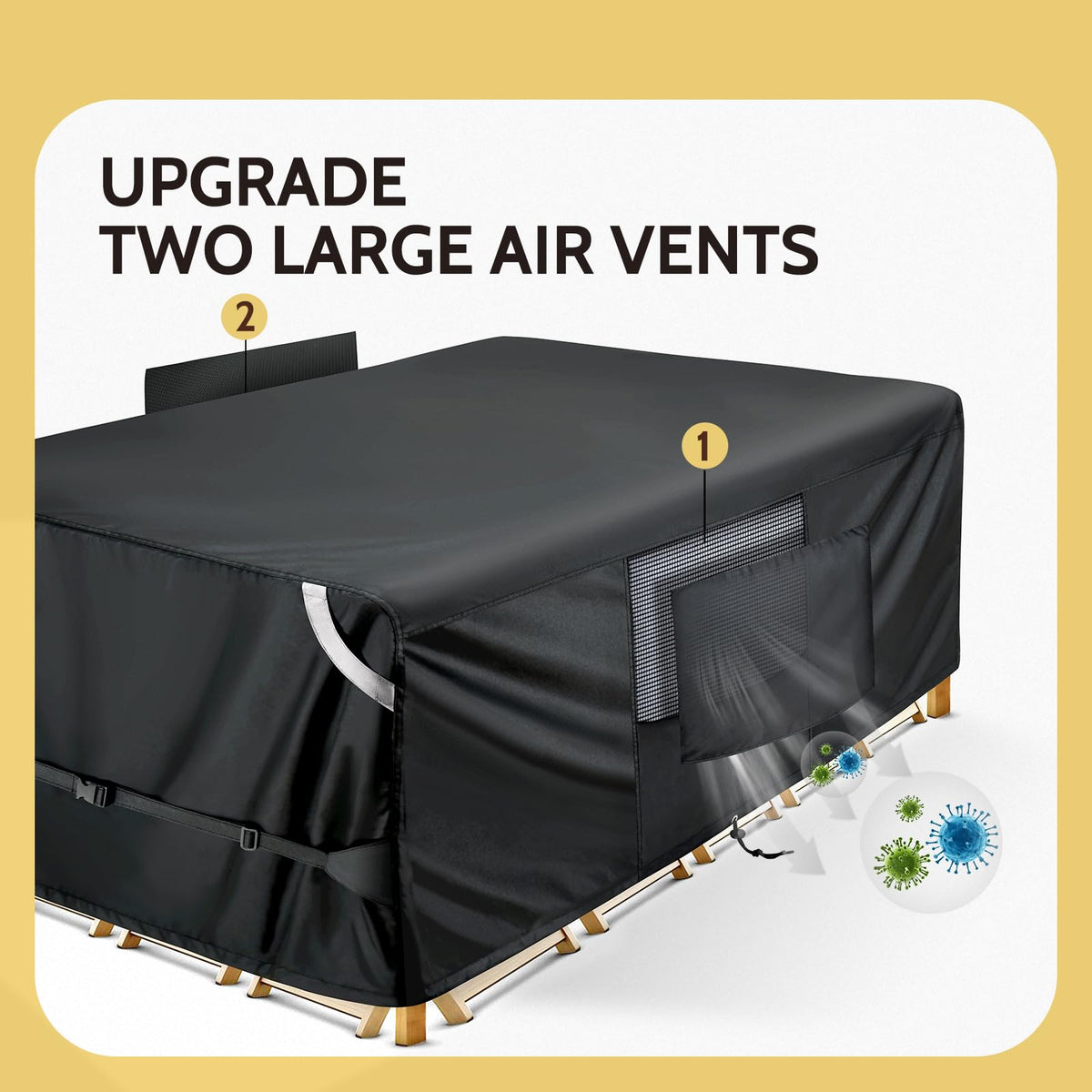 COSFLY Waterproof Patio Furniture Covers for Table and Chair Set, Rectangular Outdoor Sectional Sofa Covers Large - Fits up to 126L x 63W x 28H inches(Black)