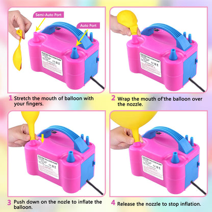 Balloon Pump Electric, 110V 600W Balloon Blower Inflator Dual Nozzle Air Pump Balloons Inflator for Decoration, Party, Sport,Gifts:2 Balloon Tying Tools
