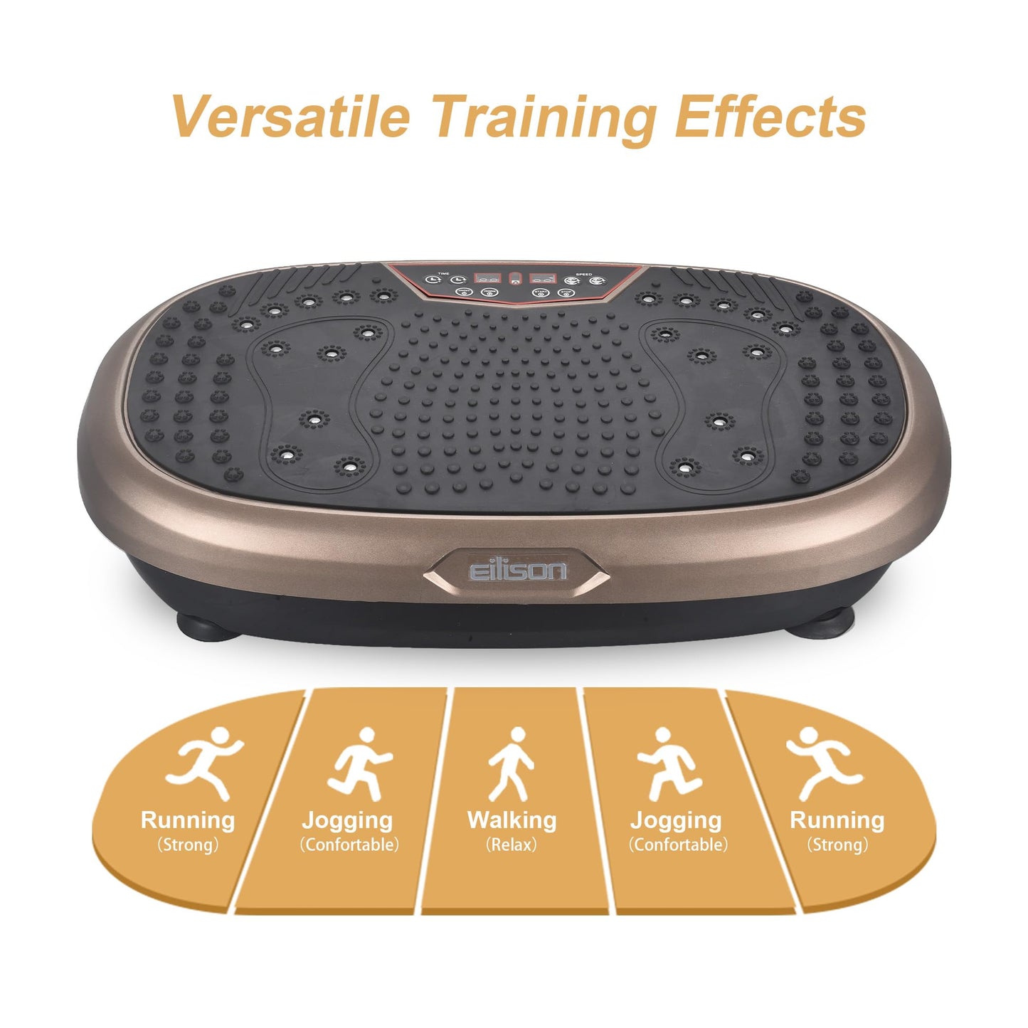 EILISON FITPRO Vibration Plate Exercise Machine - Whole Body Vibrating Platform w/Loop Bands -120 Adjustable Speeds 350Lbs, Lymphatic Drainage Machine for Weight Loss, Shaping, Recovery (Fitpro Brown)