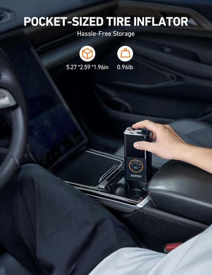 AstroAI L7 Tire Inflator Portable Air Compressor Cordless Mini Bike Pump with Digital Dual Values Display, 150 PSI Car Tires Air Pump with LED Lights&Pressure Gauge for Auto, Motorcycles, Bikes, Balls