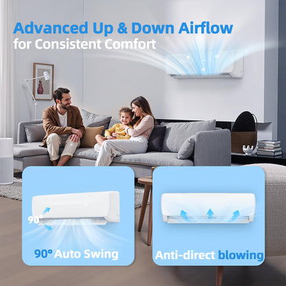 Manastin 18000BTU Mini Split Air Conditioner & Heater with Inverter, 19 SEER2 𝟐𝟑𝟎𝐕 Energy Saving AC Unit Cools Rooms up to 1250 Sq. Ft, Complete Installation Kit