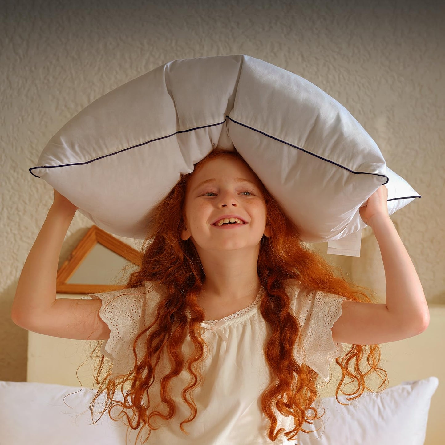 BHZ Goose Down Feather Pillows Queen Size Bed Pillows Hotel Collection for Sleeping Soft and Supportive Pillows for Side Stomach Back Sleepers, Navy
