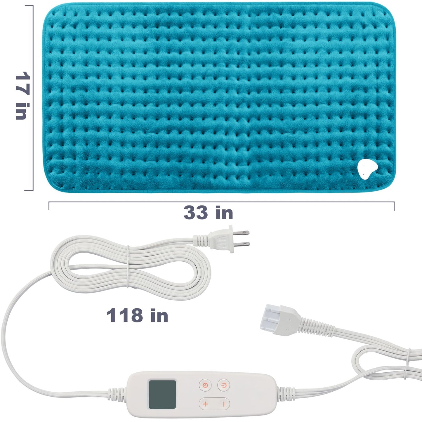 Heating Pad for Back Pain and Cramp Relief, Extra Large 17" x 33" Size Electric Heating Pad for Shoulder Neck Pain with 6 Temperature Level and 6 Timer Settings Auto Shut Off