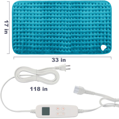 Heating Pad for Back Pain and Cramp Relief, Extra Large 17" x 33" Size Electric Heating Pad for Shoulder Neck Pain with 6 Temperature Level and 6 Timer Settings Auto Shut Off