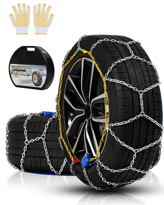 Auto Fixing Snow Chains Tire Chains For Cars Suv Pickup Trucks - Auto Fixing 1 Min Quick Fit AND Easy Installation, Reusable Universal Emergency Traction Snow Chains - Set of 2（HKN140）