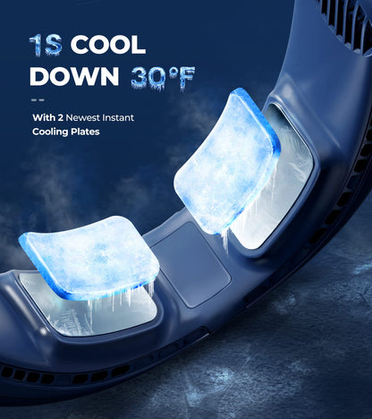 1S Cool Down 30°F Neck Fan with Double Semiconductor Coolers, 360° Surrounded Personal Fans Air Conditioner that Blow Cold Air, 8H lasting Portable Fan with 3 Speed, Gifts for Men Women Outdoor Travel