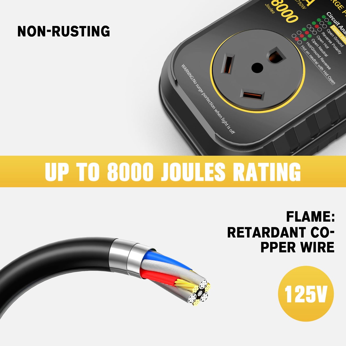 GEARGO RV Surge Protectors 30 Amp, [2025 New Upgraded & Gen2] RV Circuit Analyzer, Full Protection(8000 Joules), RV Adapter Plug for Camper (Yellow)