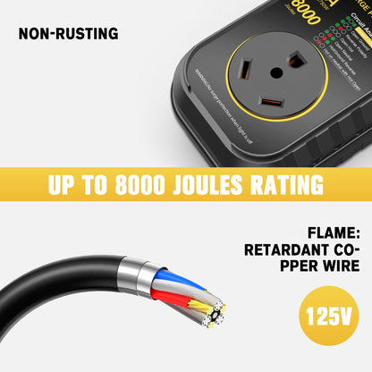 GEARGO RV Surge Protectors 30 Amp, [2025 New Upgraded & Gen2] RV Circuit Analyzer, Full Protection(8000 Joules), RV Adapter Plug for Camper (Yellow)