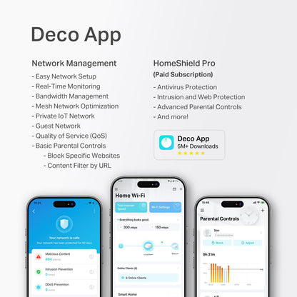 TP-Link Deco 7 BE25 Dual-Band BE5000 WiFi 7 Mesh Wi-Fi System | 4-Stream 5 Gbps, 240 Mhz | Covers up to 6,600 Sq.Ft | 2X 2.5G Ports Wired Backhaul | VPN,MLO, AI-Roaming, HomeShield, 3-Pack