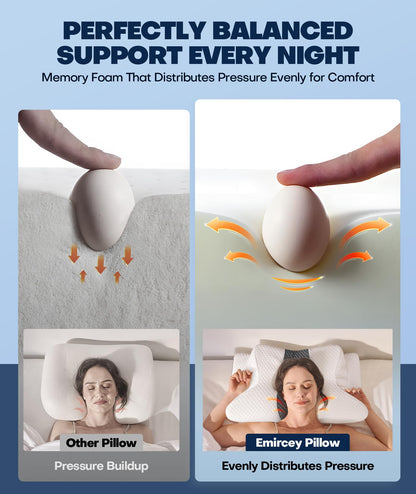 Sleep Doctor Approved Cervical Neck Pillow for Sleeping, Ergonomic Contour Side Sleeper Pillows for Adults, Cooling Orthopedic Pillow for Pain Relief Support, Memory Foam Pillows Back Stomach Sleepers