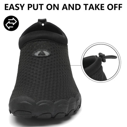 Mishansha Womens Mens Water Shoes Wide Toe Box Swim Beach Barefoot Shoes Quick Dry Non Slip Lividity Black 12.5 Women/10.5 Men