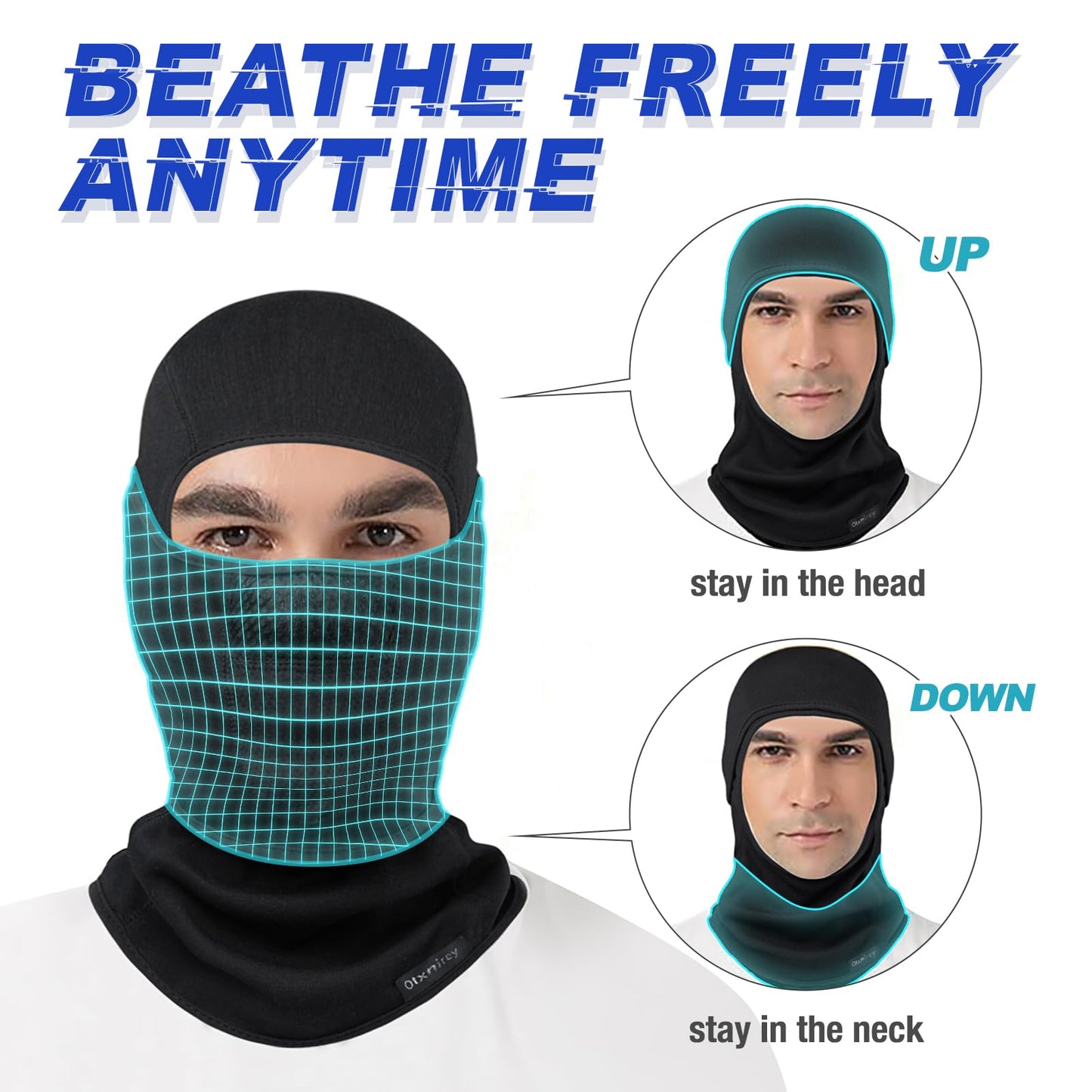 Balaclava Ski Mask (with Breathable Holes) Windproof Winter Fleece Neck Face Warmer for Men&Women Black