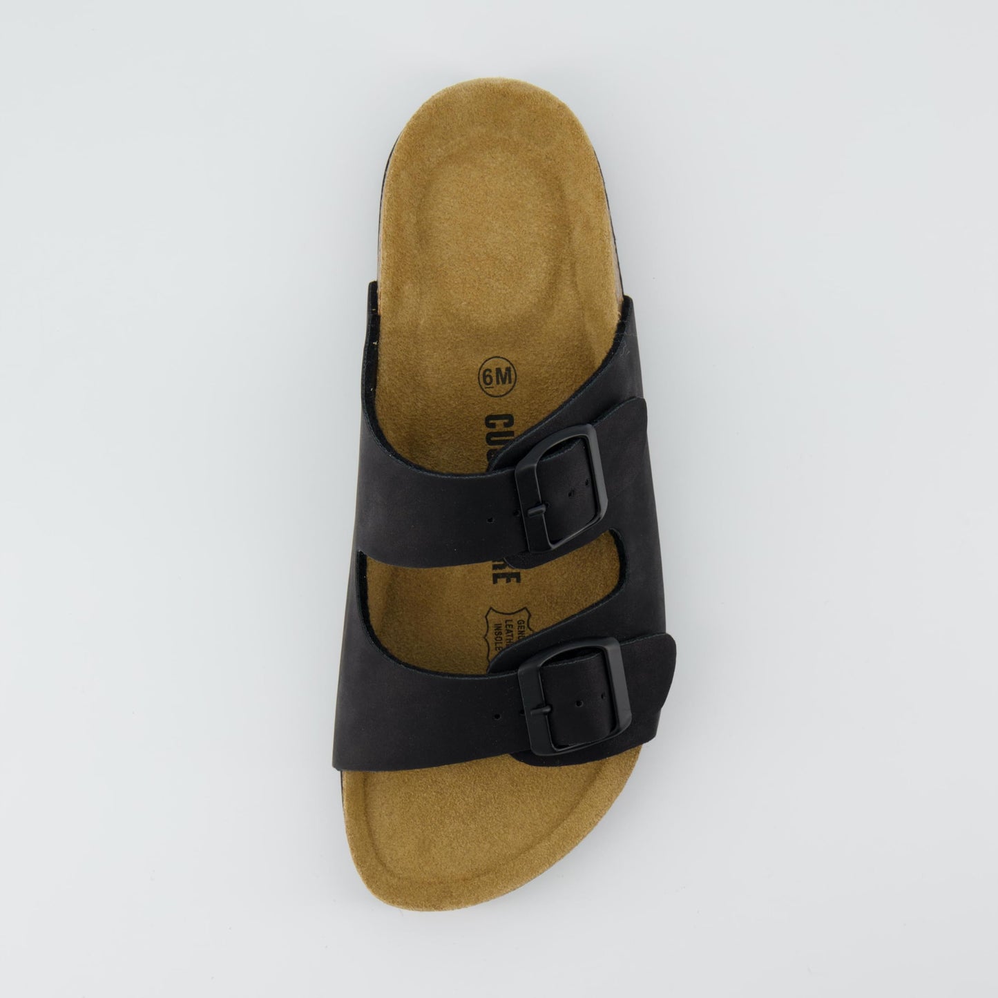CUSHIONAIRE Women's Lane Cork Footbed Sandal With +Comfort, Black, 8.5