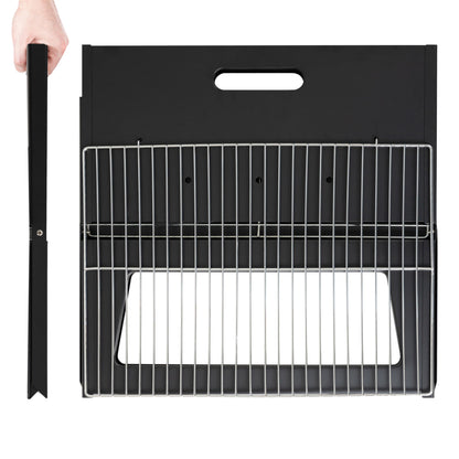 Fire Sense 60508 Notebook BBQ Grill 3.5mm Cooking Bars Instant Foldable & Easy Portability For Outdoor Barbecues Camping Traveling Picnics Garden Beach Party - Black