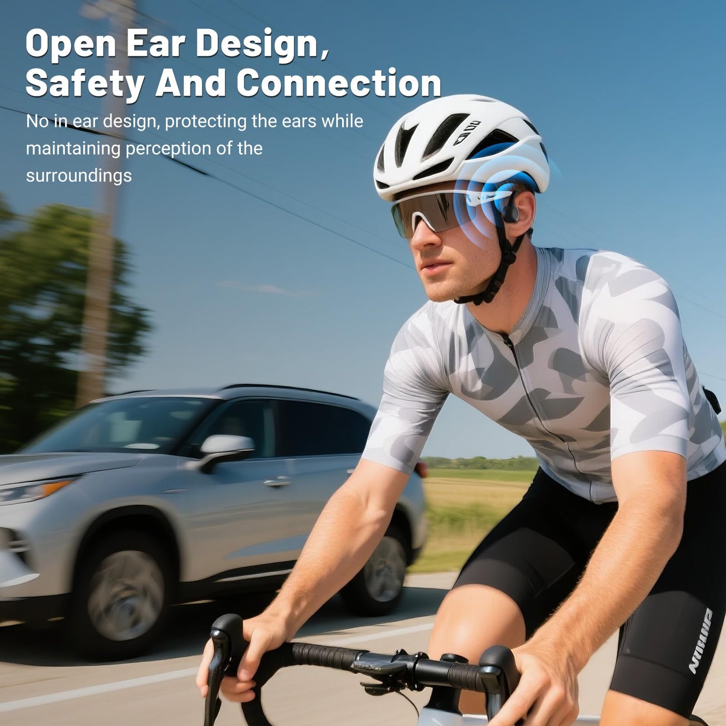 Gelecek New Waterproof Open-Ear Bone Conduction Headphones - Bluetooth 6.0, 10-Hour Battery Life, Ultra-Light Wireless Headset with Stable Connection, Ideal for Running, Cycling, Workout, Hiking
