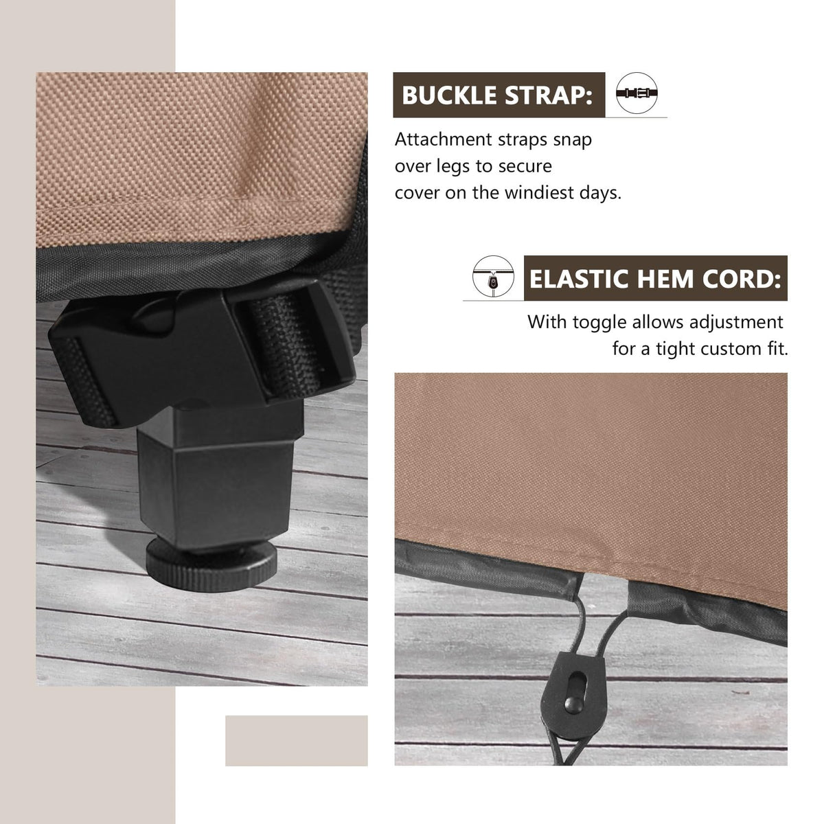 ULTCOVER Rectangular Patio Heavy Duty Table Cover - 600D Tough Canvas Waterproof Outdoor Dining Table and Chairs General Purpose Furniture Cover Size 111L x 74W x 28H inch