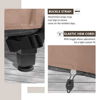 ULTCOVER Rectangular Patio Heavy Duty Table Cover - 600D Tough Canvas Waterproof Outdoor Dining Table and Chairs General Purpose Furniture Cover Size 111L x 74W x 28H inch