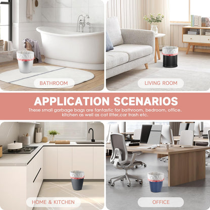 2 Gallon Small Trash-Bags Drawstring Bathroom - White Mini Garbage Bags 60 Count Plastic Unscented 7.5L Tiny Waste Basket Liners Kitchen Office Car Strong Thick Bulk Magesh