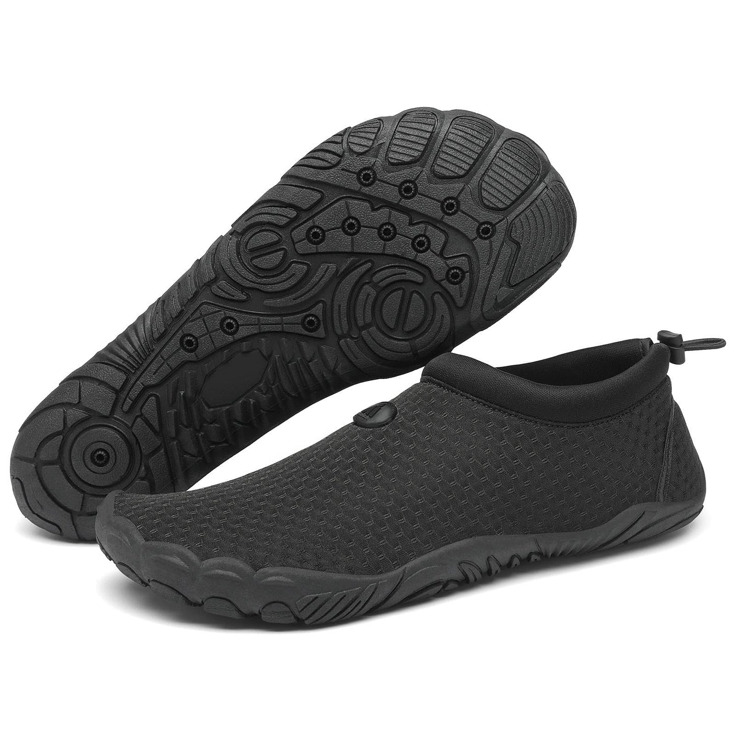 Mishansha Womens Mens Water Shoes Wide Toe Box Swim Beach Barefoot Shoes Quick Dry Non Slip Lividity Black 12.5 Women/10.5 Men