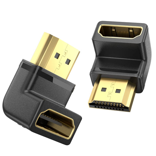8K HDMI Extension Adapter, 2 Pack 90 Degree Right Angle HDMI 2.1 Male to Female Extender Adapter, Support 8K@60Hz, 4K@144Hz, 2K@240Hz, HDR, eARC for Roku, PS4, PS5, HDTV, Xbox