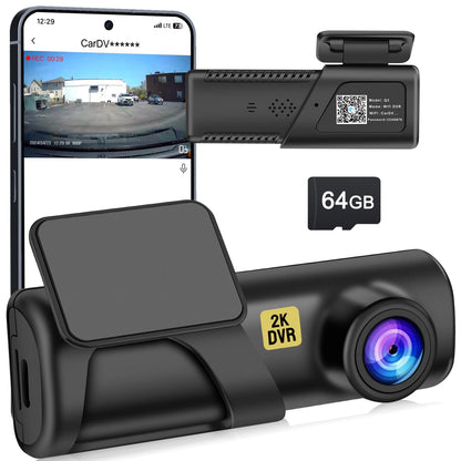 Dash Cam, WiFi FHD 1080P Dash Camera for Cars, Mini Car Camera, Dash Cam Front with Free 64GB SD Card, 160° Wide Angle, Night Vision, Loop Recording, 24H Parking Monitor, Support 128GB Max