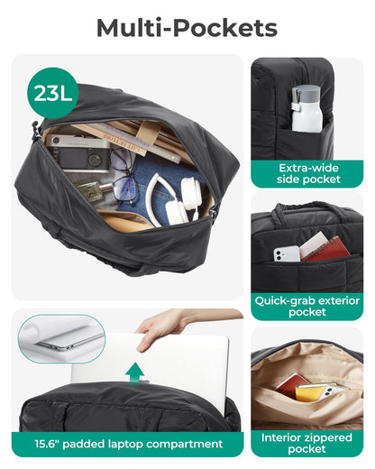 BAGSMART Small Gym Bag for Women, 23L Carry on Travel Duffle, Water-resistant Dance Bag with Shoe Compartment, Black