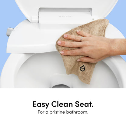 TUSHY Wave Non-Electric Bidet Toilet Seat | Sleek Elongated Design, Quick-Release for Easy Cleaning | DuoFlow Front & Rear Wash, Soft-Close Lid, Self-Cleaning Nozzle, 10-Min DIY Install, Platinum Knob