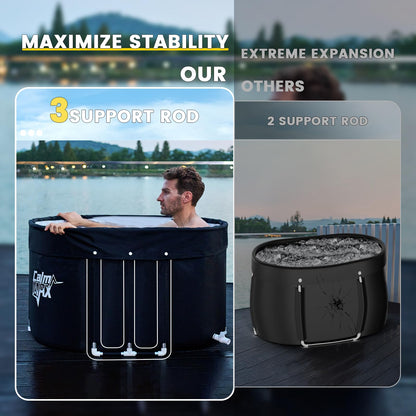 CalmMax Oval Ice Bath Tub with Cover for Athletes XL Portable Cold Plunge Tub - 130 Gal Capacity for Cold Water Therapy Ice Baths at Home Outdoor Gym