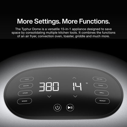 Typhur Dome 2 Air Fryer, Extra Large Airfryer with Superior Airflow, Self-cleaning Smart Digital Fryer with PFAS free Basket for Quick Easy Meals, Up to 32 Chicken Wings Capacity [New Version]