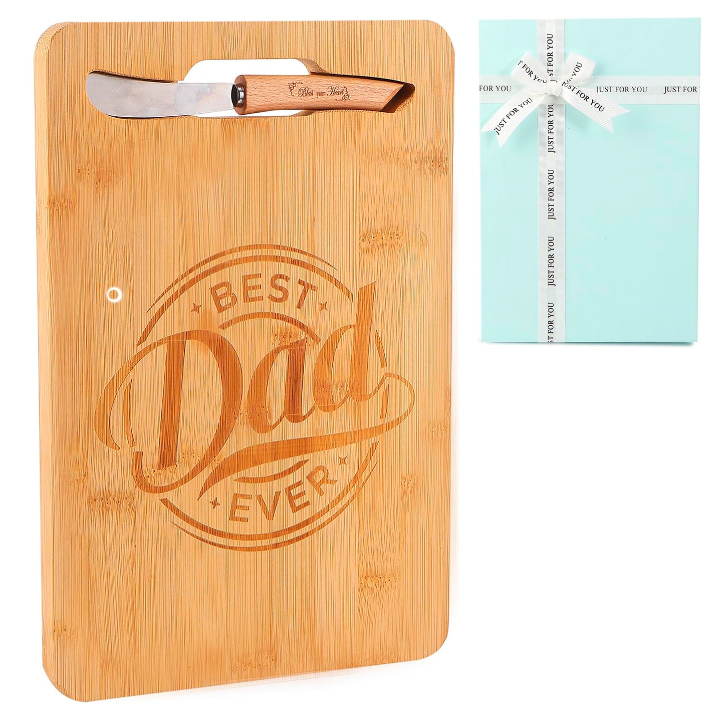 Christmas or Birthday Gifts for Dad, Best Dad Gift from Daughter Son - Unique Engraved Bamboo Cutting Board Fathers Day Gift for Dad Papa- Best Dad Ever