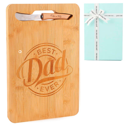 Christmas or Birthday Gifts for Dad, Best Dad Gift from Daughter Son - Unique Engraved Bamboo Cutting Board Fathers Day Gift for Dad Papa- Best Dad Ever