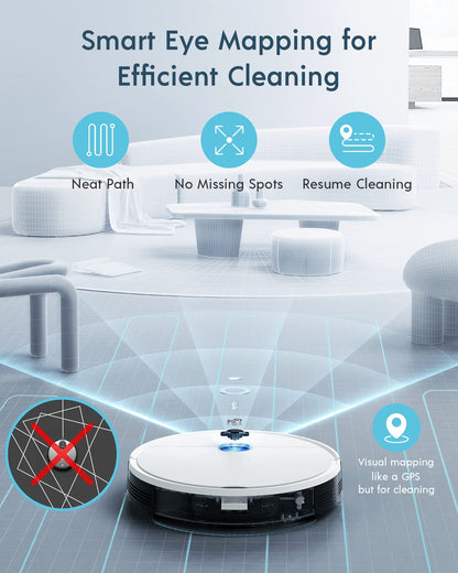 Yeedi vac x Robot Vacuum - Ultra-Slim Design, Powerful 3000Pa Suction, Carpet Detection, Smart Mapping - Ideal for Carpet, Hard Floor Cleaning, Pets - Alexa Compatible, Wi-Fi Connected