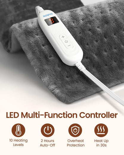 Fathers Day Dad Gifts, RENPHO Heating Pad for Back Pain Relief & Period Cramps, FSA HSA Eligible, 12" x24‘’ Electric Heat Pad for Neck and Shoulder, Birthday Gifts for Men, ETL Certified (Gray)